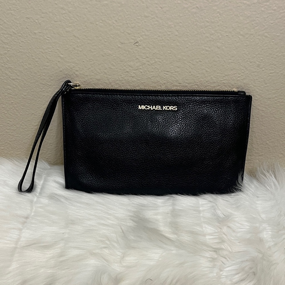 Michael Kors Black Pebbled Leather Wristlet